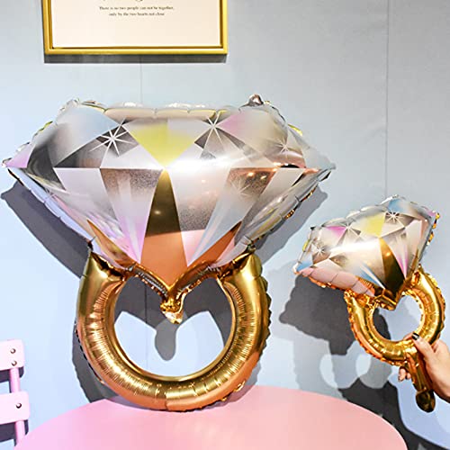 2Pcs Diamond Ring Aluminum Balloon,Wedding Bridal Shower - Product Imagery
