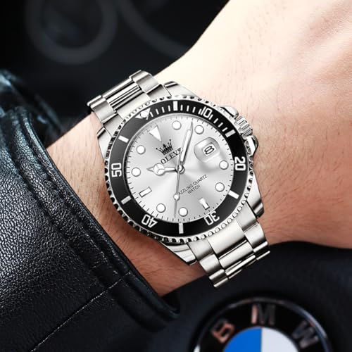 OLEVS Luxury Watches for Men Big Stainless Steel Waterproof - Product Imagery