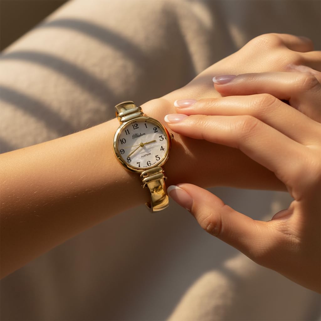 Original Mother of Pearl Cuff Bracelet Watch for Women with - Blekon Official Imagery - 6