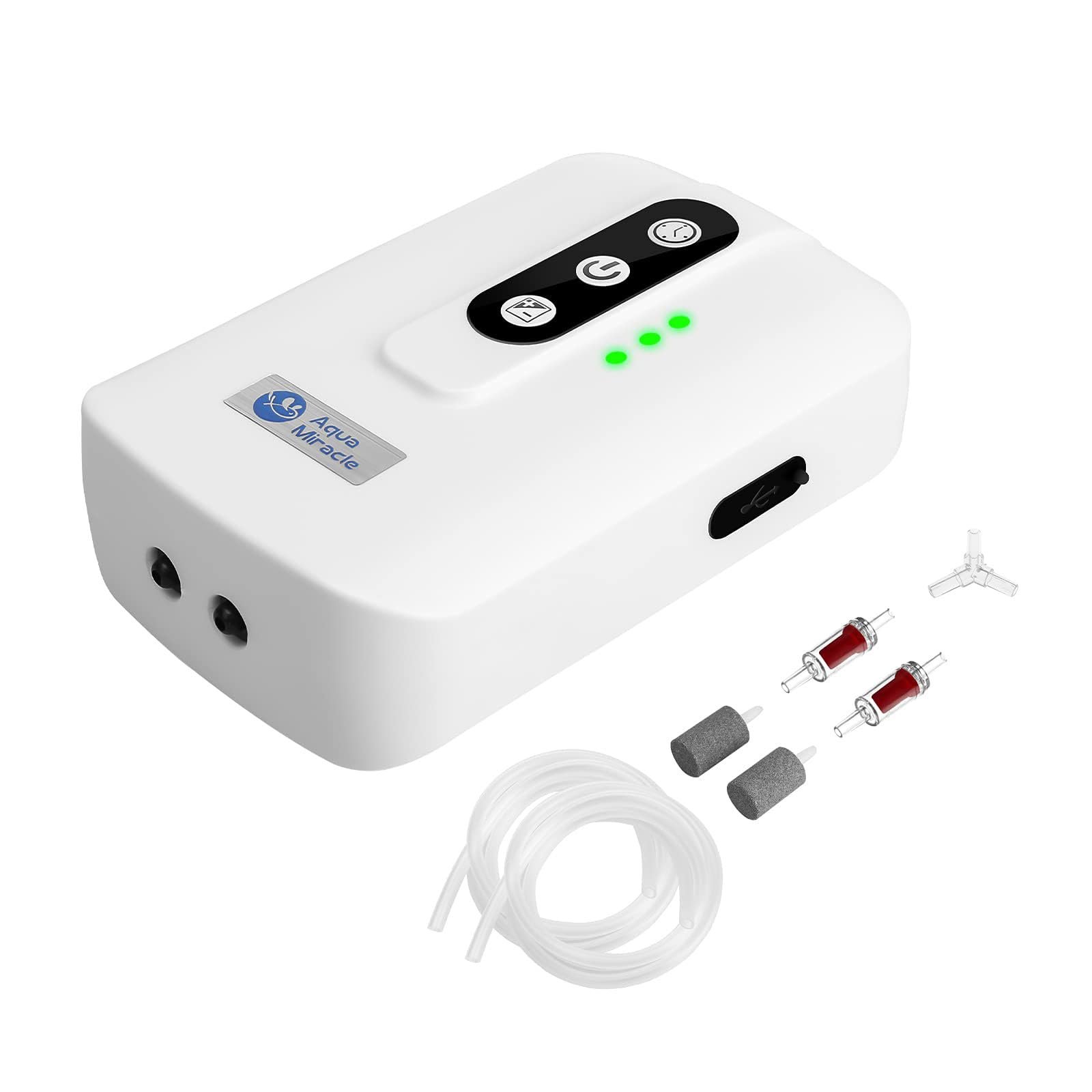 AquaMiracle Lithium Battery Powered Portable Aquarium Air Pump fo - AquaMiracle Official Product View 1