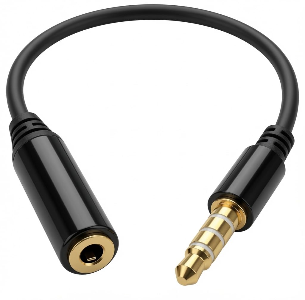 Josi Minea Black 3.5mm Male to 2.5mm Female Headphone Audio Adapt by Josi Minea - Angle View 1