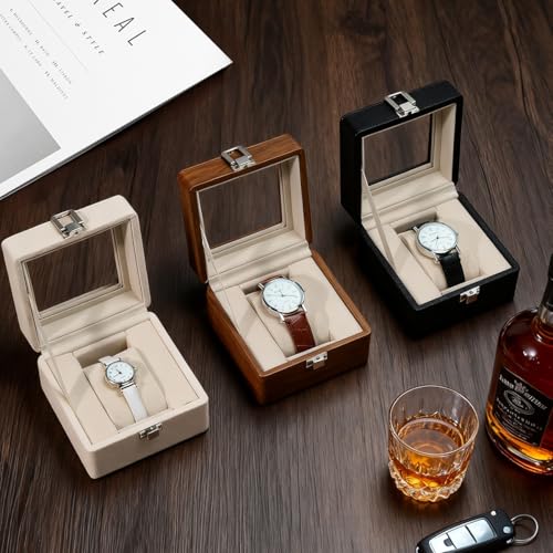 Watch Box, 1 Slot Watch Display Case for Men & Women, Removable - Product Imagery