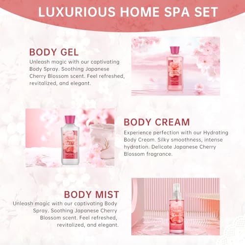 Self Care Gift Set for Women - 3PC Japanese Cherry Blossom Spa - Product Imagery