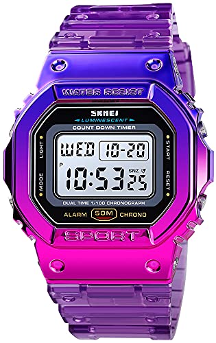 Gosasa Womens Watch Gradient Color Silicone Plating Digital - Product Imagery