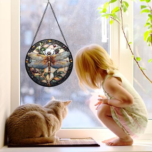 Dragonfly Stained Glass Window Hanging Suncatcher Gifts for - Product Imagery