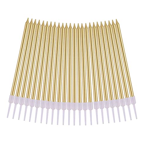 PHD CAKE Gold Long Thin Metallic Birthday Candles, Cake Candles, - Product Imagery