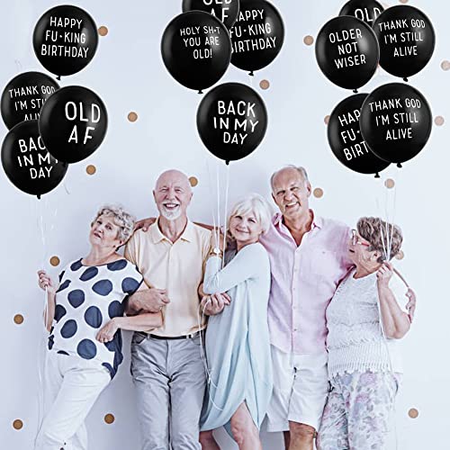 18 Piece Funny Abusive Old Age Birthday Party Balloons - 12"/18 - Product Imagery