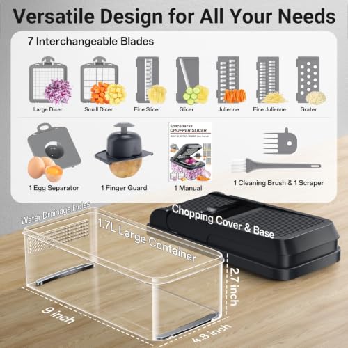 12-in-1 Vegetable Chopper with 7 Blades, Food Veggie Cutter, - Product Imagery