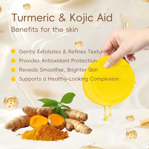 Turmeric Kojic Acid Facial Cleansing Pads for Gentle Exfoliation - Product Imagery