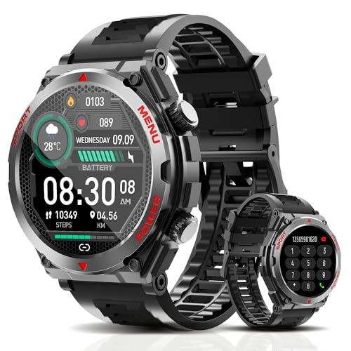 Military Smart Watch,1.52-Inch Smartwatch with Text and - Product Imagery