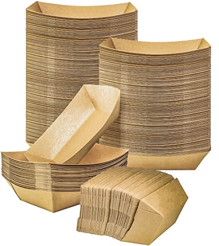 100 Pack 2lb Paper Food Trays, Heavy-Duty Paper Food Boat - Product Imagery