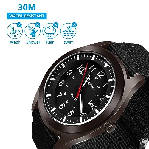 Vicloon Analog Quartz Watch, Military Time Mens Watches with - Product Imagery