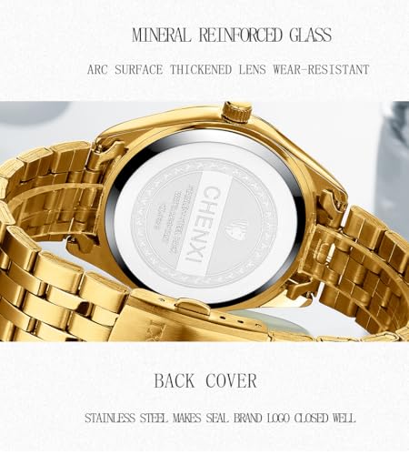 FANMIS Men Luxury Analog Quartz Gold Watch Business Dress - Product Imagery