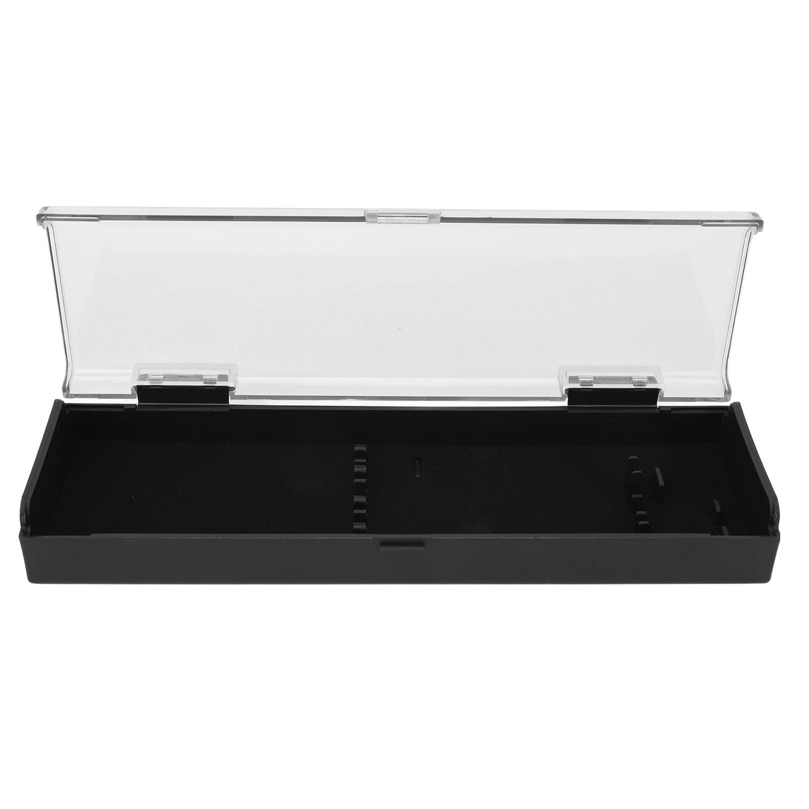 Nail Polish Organizer Case | ABS Tweezer Storage Box with Snap Lock | Fits 6-10 Tools for Salon, Travel, Home | Crystal Clear Lid, Matte Base, 13x4x1.5cm