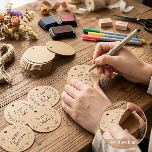 Round Kraft Gift Tags with String, 160 Pack 2.2 inch - Product Imagery