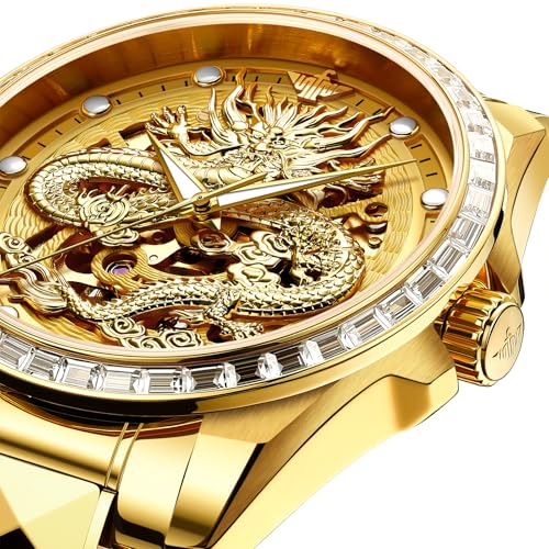 OUPINKE Dragon Skeleton Men's Wrist Watches Luxury Dress - Product Imagery