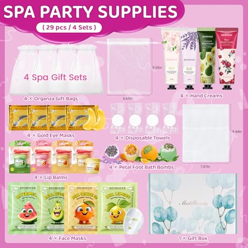 28Pcs spa birthday party supplies,4 Set Spa Party Favors kit - Product Imagery