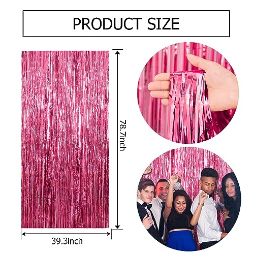 2 Pack Pink Backdrop Party Decorations Tinsel Curtain Party - Product Imagery