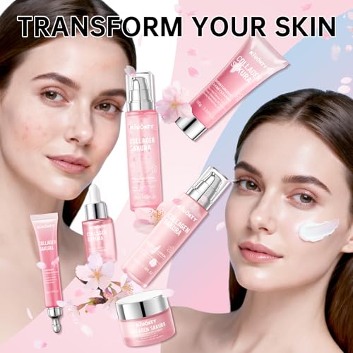 Sakura Skin Care Set - 6 PCS Cherry Blossom Skin Care Kit with - Product Imagery