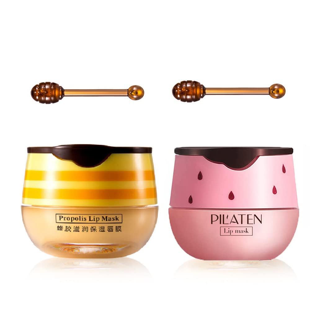 Krajiyya 2PCS Bee Balm Honey Pot,Propolis Moisturizing Lip Mask,Hydrat - View 2
