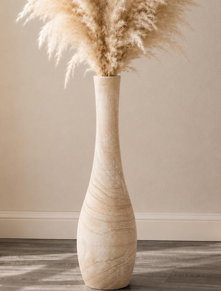 Hanobe 22 Tall Wood Floor Vase for Pampas Grass Boho - Hanobe Official Imagery - 1