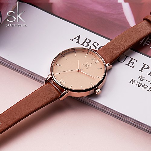 SHENGKE Creative Simplicity Women Watch Genuine Leather Elegant - Product Imagery