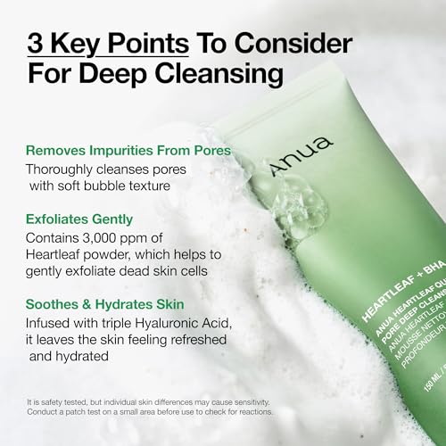 Anua Heartleaf Quercetinol Pore Deep Cleansing Foam, 5.07 fl.oz - Product Imagery