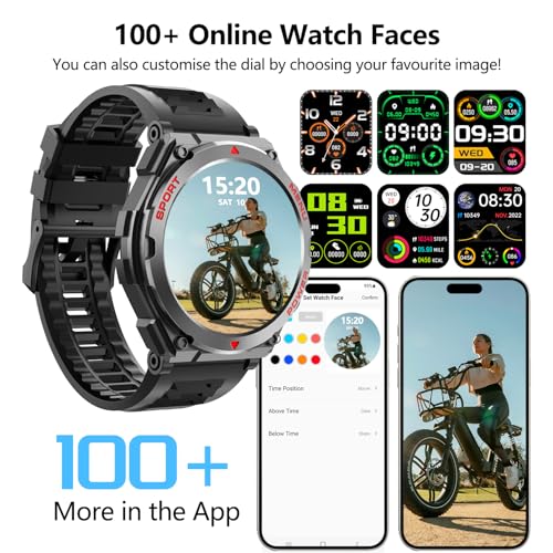 Military Smart Watch,1.52-Inch Smartwatch with Text and - Product Imagery