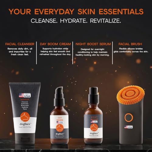 dogface Mens Skin Care Kit, 4-Piece Anti-Aging Skincare with - Product Imagery