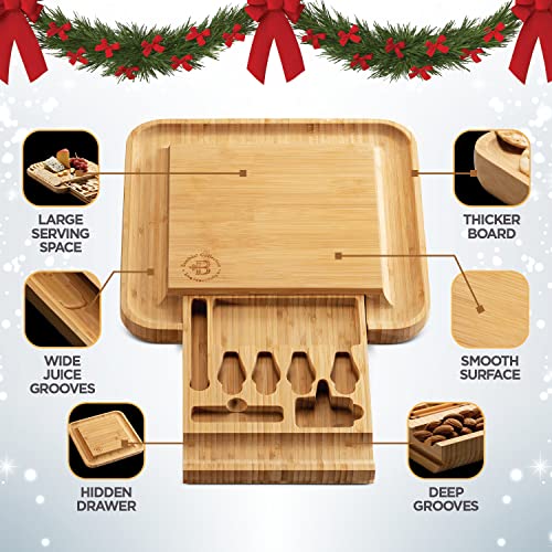 Charcuterie Boards Gift Set, Bamboo Cheese Board with Serving - Product Imagery