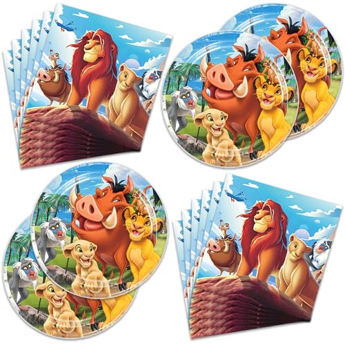 40Pcs Lion-Kings Party Supplies 20 plates, 20 napkins for the - Product Imagery