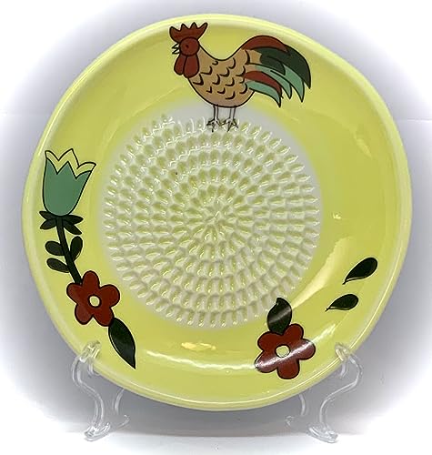 Premium Ceramic Garlic Grater Plate Set - Yellow Rooster - Product Imagery