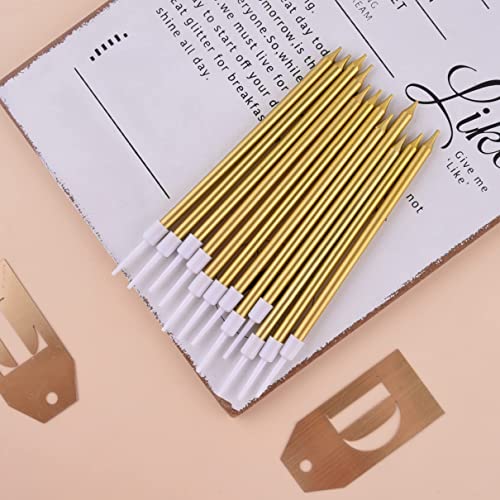 PHD CAKE Gold Long Thin Metallic Birthday Candles, Cake Candles, - Product Imagery
