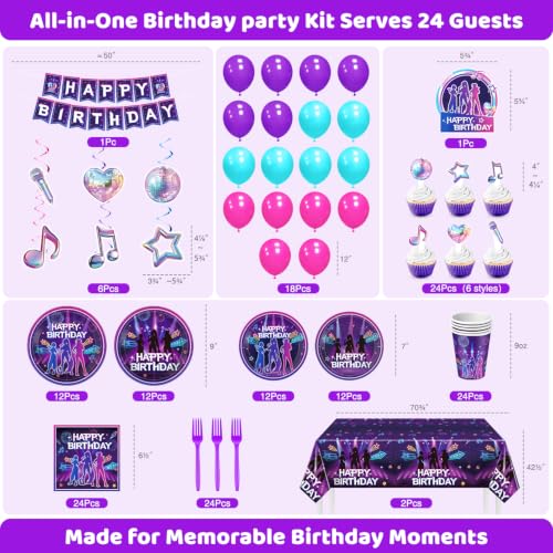 179Pcs K-Pop Birthday Decorations for 24 Guests, Music Party - Product Imagery