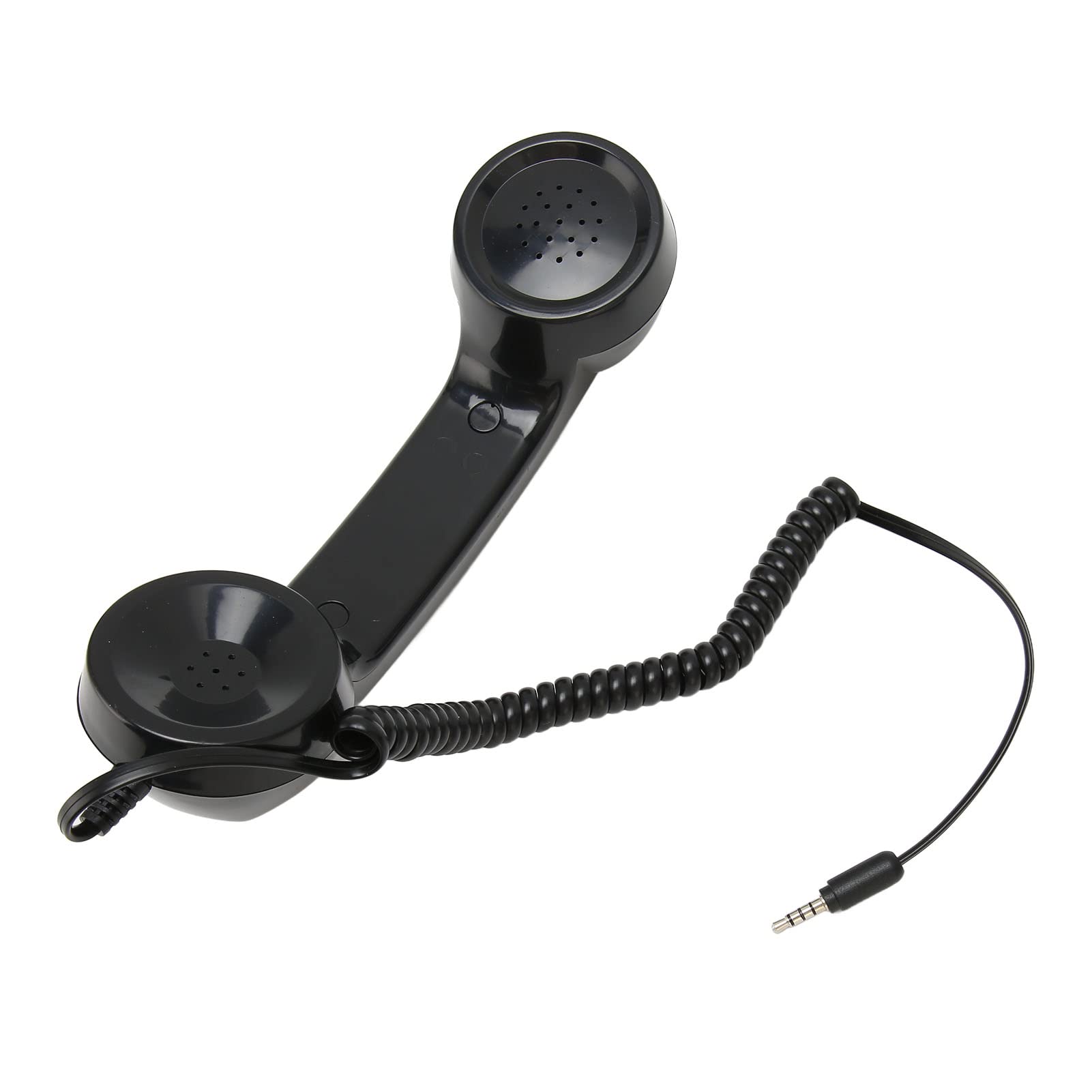 Black retro handset for cell phones with 3.5mm jack, radiation-proof handheld phone receiver compatible with mobile phones and computers.
