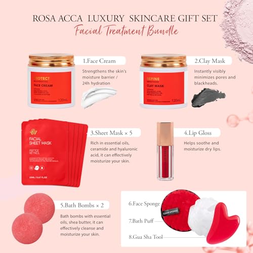 Gifts for Women, 32 Pcs Rose Hydrating Face Skin Care Gifts Set, - Product Imagery