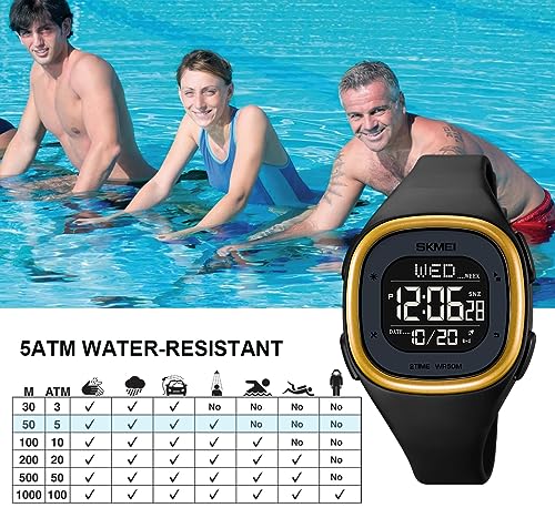 Gosasa Mens Minimalist Square Digital Watch Waterproof Wrist - Product Imagery