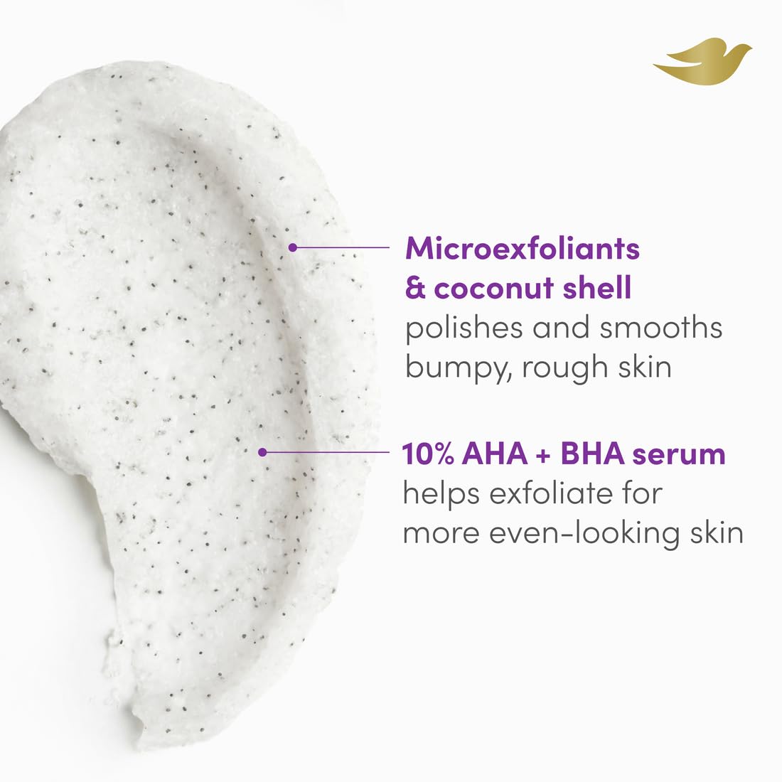 Dove KP Bump Body Scrub with 10% AHA & BHA For Rough Bumpy Skin, Violet Woods - Dove Official Product View 3