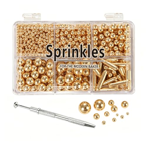 Edible Gold Pearl Sprinkles Cake Decoration Cupcake Topper - Product Imagery