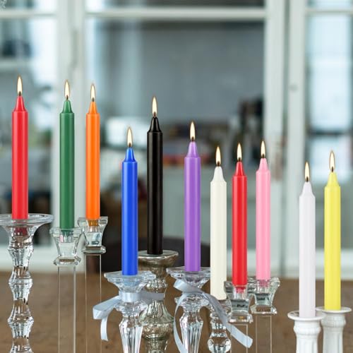 YOROXRG 40 Pack Spell Chime Candles-4 Inch Multi-Colored Taper - Product Imagery