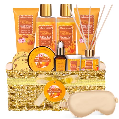 Gift Baskets for Women 13pcs Honey Almond Bath and Body Gift - ArioseMonde Official Imagery - 1