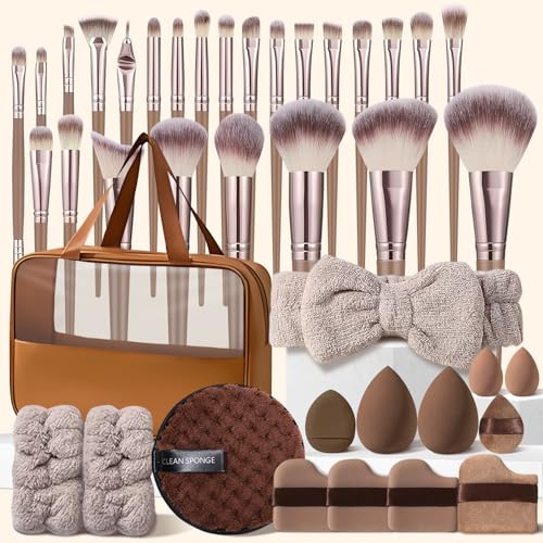 HGHDBT 40Pcs Brown Makeup Brushes Set Professional with Case - HGHDBT Official Imagery - 1