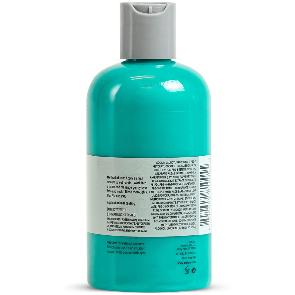 Anthony Algae Facial Cleanser, 8 Fl Oz. Contains Algae, Aloe - Anthony