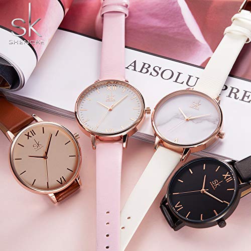 SHENGKE Creative Simplicity Women Watch Genuine Leather Elegant - Product Imagery