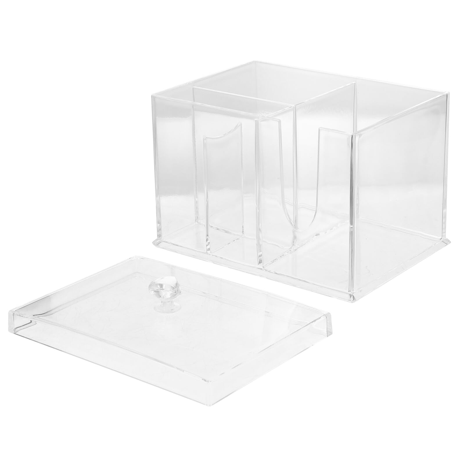 Homoyoyo Acrylic Makeup Storage Box with Lid, Lipstick and Cotton Pad Organizer, Desktop Cosmetics Holder for Skincare and Makeup Tools