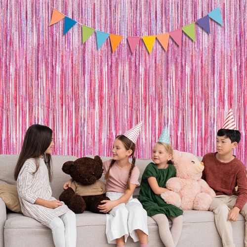 2 Pack Glitter Pink Backdrop, 3.28 FT x 7.05 FT Birthday Party - Product Imagery