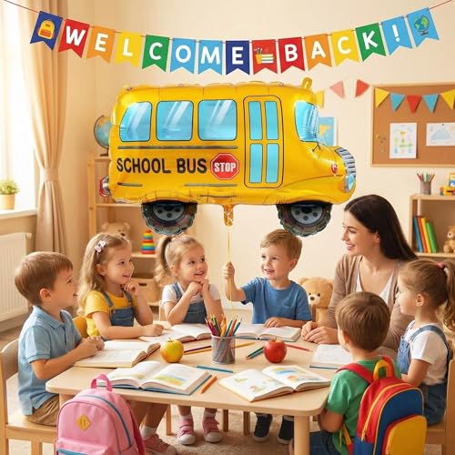 School Bus Balloons, 4 PCS Back to School Balloons with Large - Product Imagery