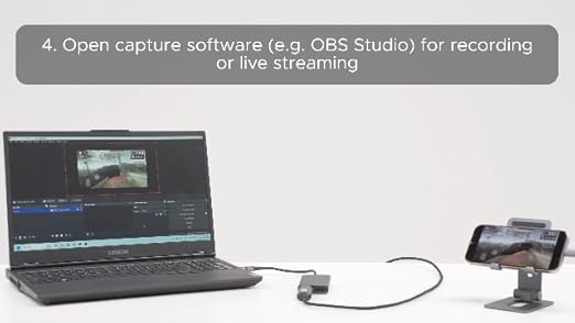 UGREEN 4K HDMI Capture Card showing HDMI to USB 3.0 connection for Full HD and 2K video recording at 30FPS and 60FPS