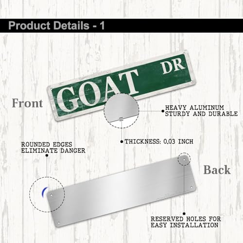 Goat Street Sign Funny Aluminum Plate Goat Décor Goat Lover Gift - Product Imagery