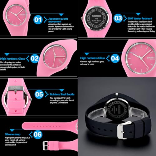 SKMEI Watches for Young Women Lady Sports Silicone Band - Product Imagery